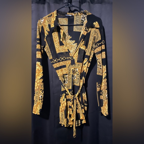 Fashion Nova Black and Gold Jumpsuit - Picture 2 of 2